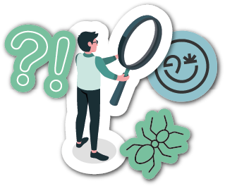 Personne avec une loupe pour illustrer les articles à la loupe