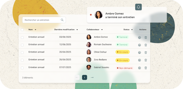 Interface d’une application de gestion en ligne