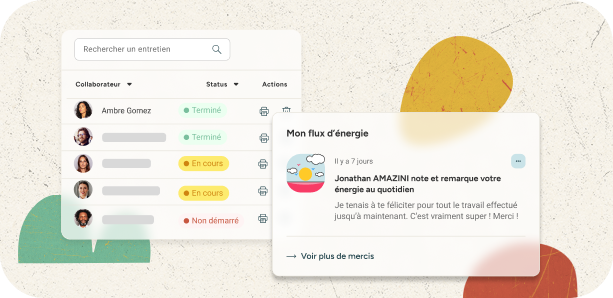 Tableau de bord regroupant statistiques de productivité et engagement