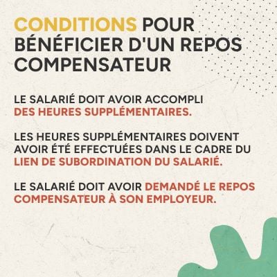Infographie conditions pour bénéficier d'une repos compensateur