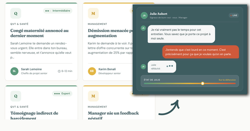 Vue des mises en situation avec IA conversationelle