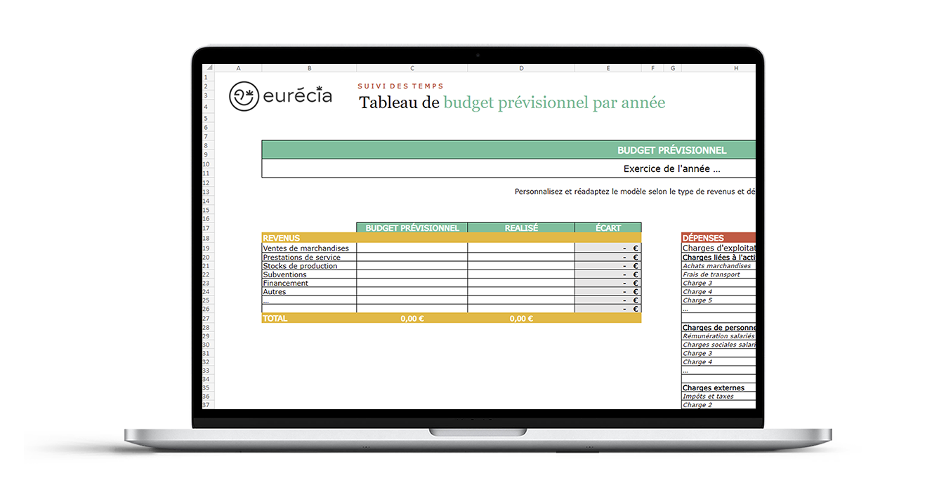 Tableau de budget prévisionnel - Modèle Excel gratuit | Eurécia