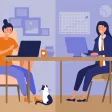 2 personnes faisant du travail hybride : télétravail et en entreprise