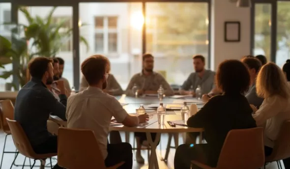 réunion de collaborateurs