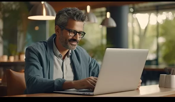 Un homme qui utilise son ordinateur