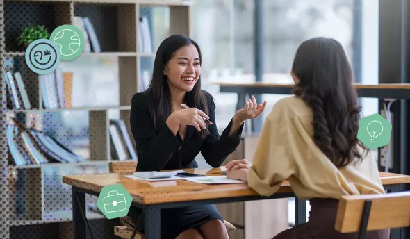 Rh et collaboratrice en entretien professionnel