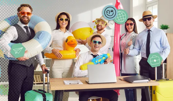 collaborateurs prêts à partir en vacances