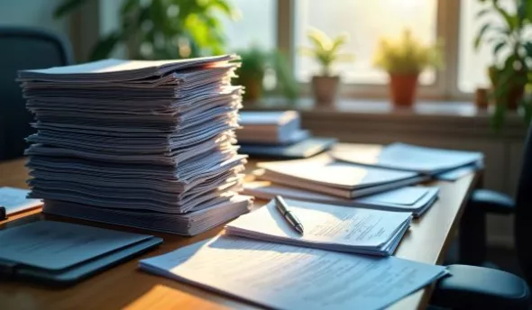 Responsable RH avec un salarié distrait pour analyser des signes de négligence au travail dans un bureau moderne.