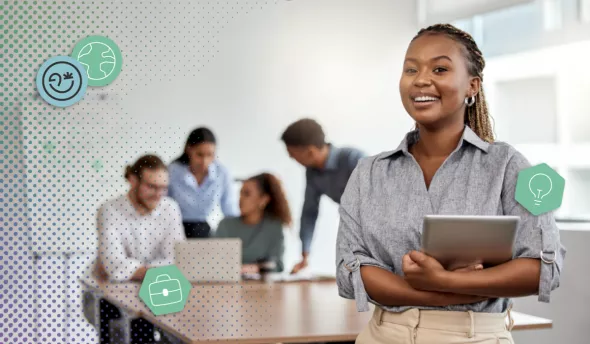 Femme en formation d'entreprise