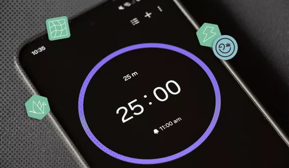 Minuteur de 25 minutes sur smartphone pour la méthode Pomodoro