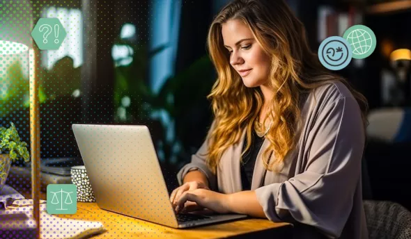 mère travaillant sur un ordinateur