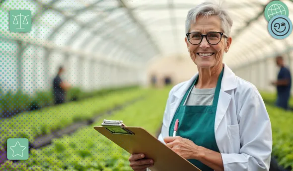 Femmes cheveux blancs avec un bloc note