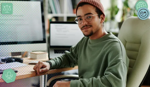 Jeune actif au travail illustrant une ambition discrète sans quête de promotion