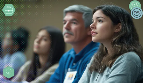 Un parent et un lycéen discutent d’orientation et de choix d’études