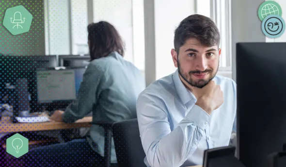 Icônes de statut disponible et occupé sur une messagerie professionnelle
