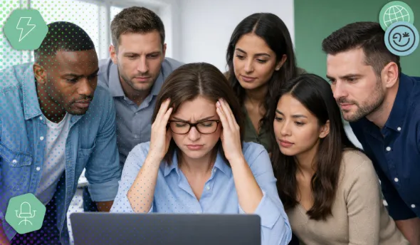 Manager entouré de son équipe