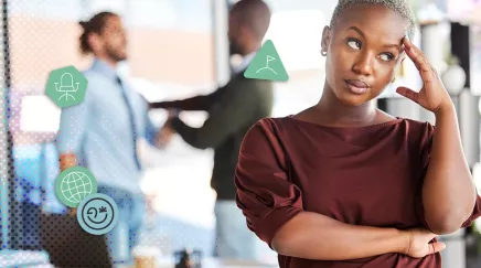 Collaboratrice excédée par une situation de tensions professionnelles en arrière-plan