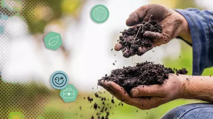 Mains d’un agronome analysant de la terre dans un champ en agriculture régénérative