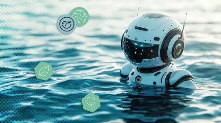 Robot flottant dans l’eau illustrant l’évolution écologique de l’intelligence artificielle