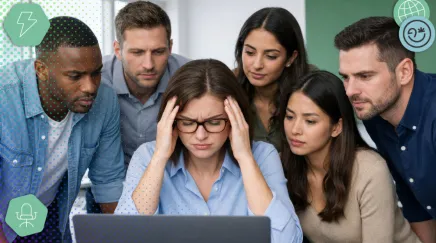 Manager entouré de son équipe