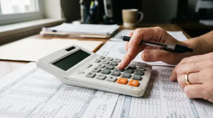 calculatrice de bureau utilisée pour calculer le montant d'une facture